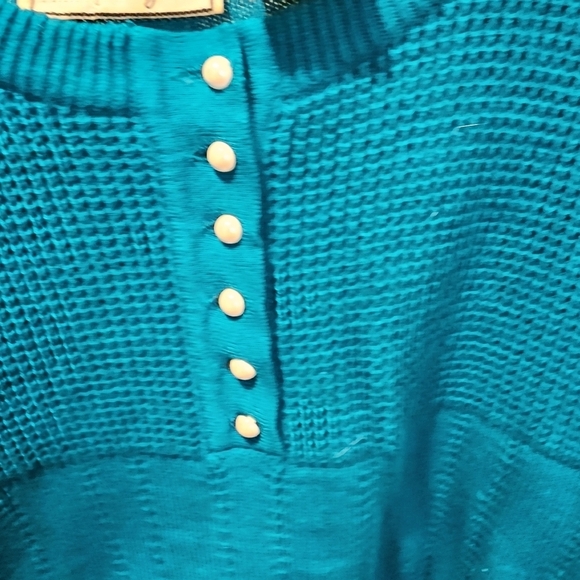 Andrew  St. JOHN vintage Teal 100% acrylic sweater size M - Picture 9 of 14